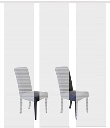 VISION S 88401 | 3er-Set Schiebegardine ROM | halb-transparenter Stoff in Bambus-Optik | 3X 260x60 cm, Farbe:grau
