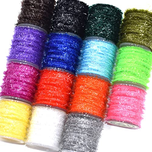 10 Spulen Multi Farben Tinsel Chenille Linie/Kristall Flash Linie für Nymphal Bugs Scud Insgesamt 100~150M