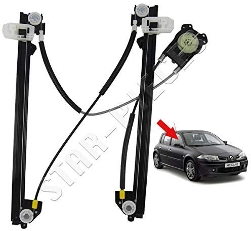 STARKIT PERFORMANCE Elevalunas compatible para Megane 2 (2002-2008) mecanismo elevalunas delantero derecho (pasajero) (5 puertas) 8200325135, 8201010925