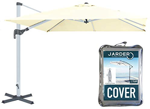 Jarder 9m² Large Square Parasol With Protective Cover Bundle | Aluminium | Garden, Patio, Event, Wedding | Premium Resort Quality