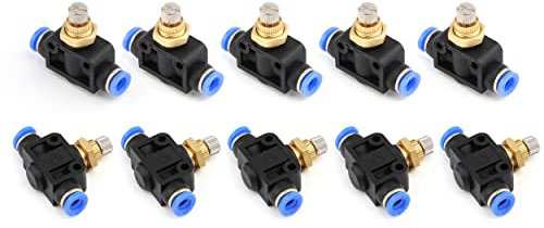 SNS Union SPA3/8 gerader Drehzahlregler – 0,95 cm Rohr-OD Luftstromregelventil mit Push-to-Connect-Armatur, 10 Stück