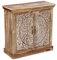 Casa Moro Orientalische Kommode Pram aus Massivholz 90x40x92 (BxTxH) mit handgeschnitzter Front | Mandala Anrichte in braun weiß Sideboard schmal | Kunsthandwerk Pur | MA29-145
