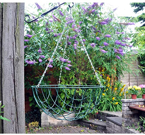 Garden Mile 16 Green Wire Hanging Basket Durable Metal Plant Hanger Liner Not Included Greenhouse Accessories Heavy Duty Hang Up Planters Outdoor Indoor Garden Decor