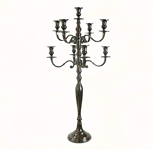 Dekowelten Kerzenständer 5-armig Kerzenleuchter Kandelaber Metall Höhe 95 cm vernickelt Event und Hochzeit (Black-Nickel)