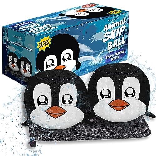 Bolas de Salto de Animales (Paquete de 2) Regalos de pingüinos para niños Juguetes de Playa para niños 3-10 Los Mejores Juegos de Piscina para Adultos y Bolas de Agua Familiares para Juguetes