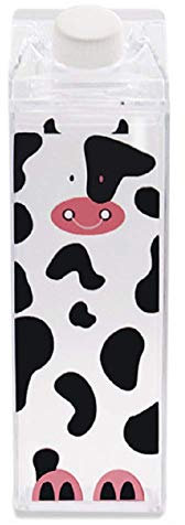 FveBzem Milk Carton Shaped 17oz (500mL) Plastic Square Water Bottle - Leakproof, Perfect for Fitness, Gym, Camping, Sports