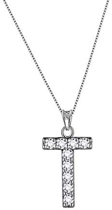 Aurora Tears Buchstabe T Halsketten 925 Sterling Silber Initiale T Alphabet Anhänger mit Zirkonia Schmuck für Frauen und Männer DP0261T