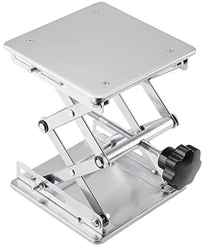 Labasics Laborhebebühne, 150 x 150 mm Lab Jack Scherenständer Hubtisch aus Edelstahl, Hebebühne Labor, Erweiterbarer Hebehöhenbereich von 75 mm bis 260 mm, Maximal Unterstützte Gewicht 10 KG