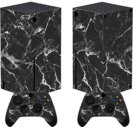 PlayVital Skin für Xbox Series X, Aufkleber Vinyl-Skins Schutzfolie Wrap Abziehbild Abdeckung Stickers für Xbox Series X Konsole Controller-Schwarz Weiß Marmor Optik