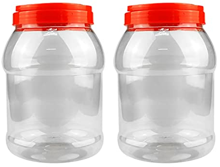 jojofuny 2 Pièces 3000ML Pots en Plastique avec Couvercle Hermétique Récipient Transparent Boîte Vide Alimentaire Conteneur De Stockage Fuite Preuve Garde- Manger Organization pour Le Thé