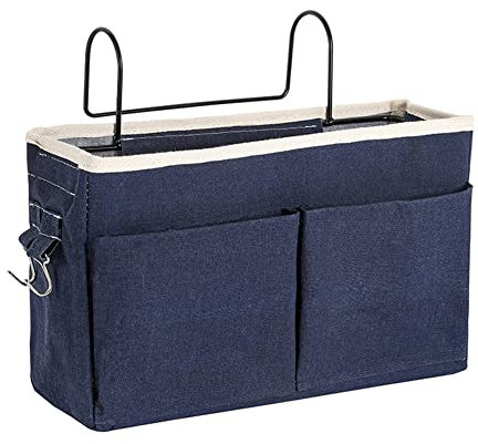 Croselyu Home Multifunctional Bedside Hanging Bag - College Dormitory Bedside Cloth Hanging Basket - Bed Clutter Sorting Storage Bag - Magazine & Book Storage (Blue)