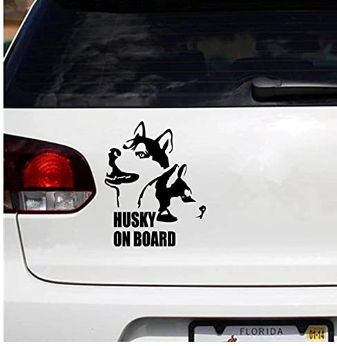 myrockshirt Husky on Board Hund 15 cm Aufkleber Autoaufkleber Sticker ohne Hintergrund Auto PKW Lack Scheibe