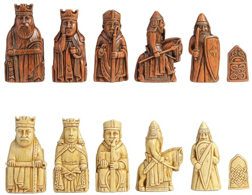 Veronese Design King Isle of Lewis Chess Men Set Resin Hand Painted Collectible Figure Rust and Antique White Finish No Board
