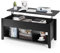 GIANTEX Couchtisch mit höhenverstellbarer Platte Kaffeetisch Sofatisch mit Aufbewahrungskorb ausziehbarer Wohnzimmertisch Beistelltisch mit Federheber Teetisch 104,5 x 49,5 x 48,5/61 cm (Schwarz)