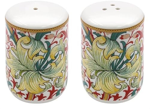 lesser and pavey LP94948 Ceramic Salt and Pepper Shaker Set | Golden Lily design | Set of 2 Condiment Dispenser, Multicolor