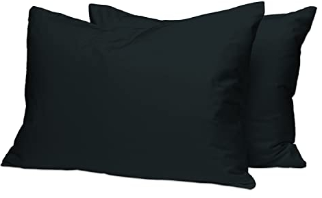 Pizuna Luxuriöser Soft-Satin 2er Pack Kissenbezug 70 x 90 cm Schwarz, 400 Fadenzahl Baumwolle Kissenbezüge, 100% Langstapel Baumwolle Kissenbezug (Schwarz, 70x90 cm)