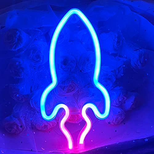 LED Rakete Neonlicht,Light Sign Rakete Geeignet für Schlafzimmer,Weihnachtsbar,Party,Hochzeit, Feiertag,Halloween Rakete Sign USB or Battery Powered LED Rakete