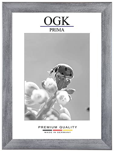 Online-GalleryKing OGK Thirtyfive - Bilderrahmen 24x34 cm Grau gewischt mit MDF Holz Rahmen vollummantelt, Anti-Reflex Kunstglas 1 mm und HDF Rückwand 3 mm - Fotorahmen für Hoch- und Querformat
