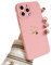 Newseego Coque Compatible avec iPhone 13 Pro Max, Coque en Silicone Liquide Doux avec Motif Coeur d'amour Doré avec Petits Cœurs Cadre latéral Coque de Protection Antichoc pour iPhone 13 Pro Max-Rose