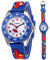 Mamiddle Mädchen und Jungen Analog Quarz Uhr mit Cartoon Design 30M wasserdichte Silikon/Nylon Armband Japanischen Quarzwerk Lern Armbanduhr für Kinder 3-10 Jahre (Silikon - Feuerwehrauto Blau Groß)
