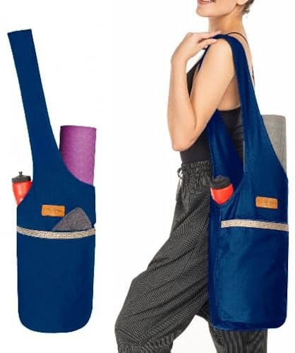 ALLEN & MATE Große Yogamatte, Tragetasche, Sport, Fitnessstudio, Trainingstasche mit Gesichtshandtuch, passend für die meisten Matten (kristallblau)
