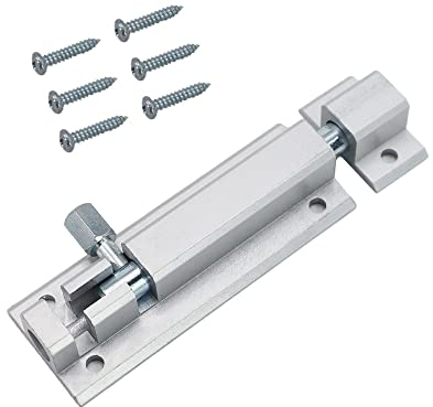 scottchen Pro 96mm Slide Door Look Bolt Latch, Barrel Bolt with Aluminium Alloy Base Solid Steel Latch Core, Heavy Duty Solid Gate Sliding Latch Lock Security Guard Hardware, Included Screws 3.8 Inch
