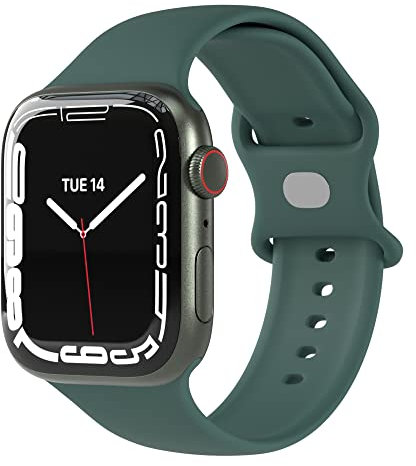 EAZY CASE Sport Armband kompatibel mit Apple Watch 42mm 44mm 45mm 46mm 49mm verstellbares Ersatzarmband aus Silikon Sport Loop für Apple Watch Serie 10 9 8 7 6 5 4 3 2 1 SE Ultra Damen Herren Grün