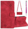 Grandoin Kompatibel mit Vivo Y51 2020/Y3/ Y51A Hülle mit Band, Handykette Handyhülle mit Band Lederhülle Klappbar Case Tasche Magnet Kartenfach Handyband zum Umhängen Schutzhülle mit Kette (Rot)