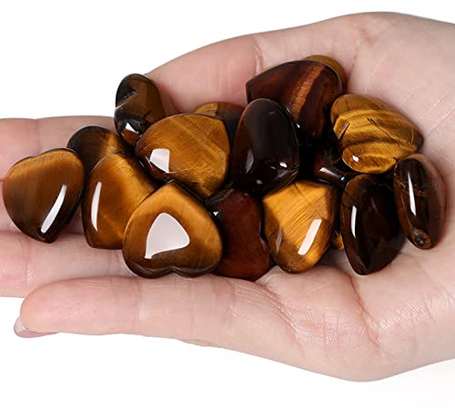 XIANNVXI 10 PC Tigerauge Stein Kristalle Herz Steine Liebe Heilung Kristall Edelsteine Set Poliert NatüRliche Glückssteine
