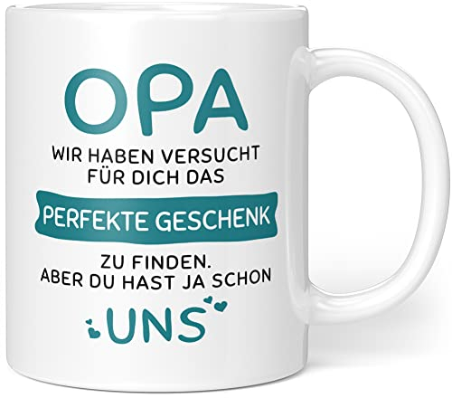 Geschenkideen Opa - Das Perfekte Geschenk Aber Du Hast Ja Uns - Geschenke für Opa - Opa Tasse - Opa Enkel Geschenk Geburtstag (Opa Geschenk - Uns - Grün) - Keramik 330ml