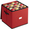 SONGMICS Aufbewahrungsbox für Weihnachtsdeko, Weihnachtskugeln Aufbewahrung, 64 Fächer je 7,6 cm, stapelbar, mit Deckel, Reißverschluss, verstellbare Trennwände, Vliesstoff, kirschrot RFB036R01