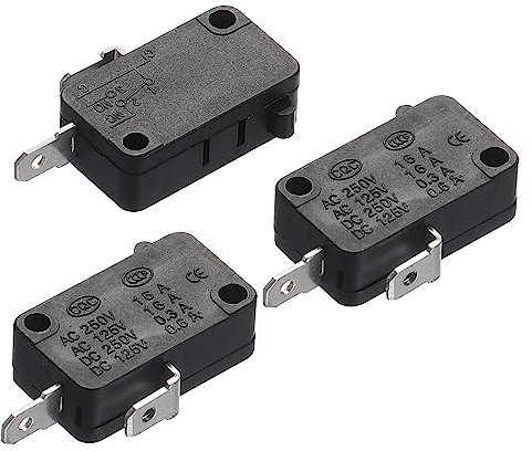 sourcing map Microwave Oven Door Switch Oven Micro Switch Replacement Parts for Microwave Rice Cooker Normally Close Black Pack of 3