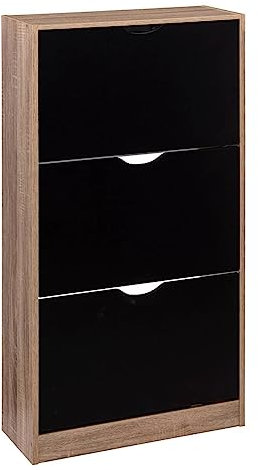 5 five simply smart Meuble range-chaussures 3 tiroirs noir effet chêne