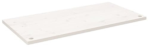 vidaXL Solid Pine Wood Desk Top - White 100x60x2.5cm - Versatile for Home Office, Study, Gaming, Painting, with Cable Holes