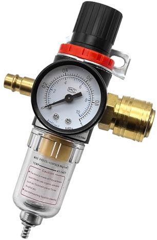 Xreuctop Druckluft Wartungseinheit Druckminderer 1/4 Zoll, Druckluft Regler Kompressor Zubehör mit Wasserabscheider und Schnellkupplungen für Druckluft Kompressor Filter und Luftwerkzeuge