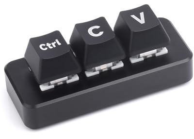 Waveshare Ctrl C/V Shortcut Keyboard for Programmers, 3-Key Keyboard, Adopts RP2040 Microcontroller Chip, Programmable Key Function, Dual Type-C Ports, Plug and Play Without Driver-Plus Version