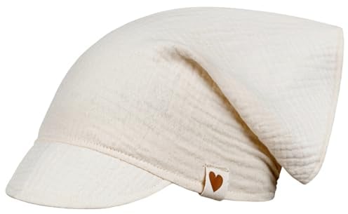 Kopftuch Mütze Schirmmütze Mädchen Sommer Baumwolle Musselin, Bekleidungsgröße: 42-44, Farbe: Creme