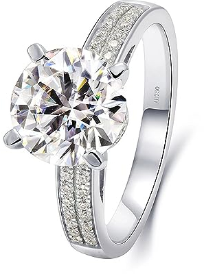 Whoiy Damen Ringe Weisgold 750, Elegant Runder Schnitt 0.8ct Labor Diamant Echt Eheringe 18 Karat Echtgold Hochzeit Ringe Hochzeitsringe für Frauen Großer 57 (18.1)