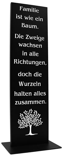 Rostikal Familie Spruchtafel 100 cm – Schwarzes Deko-Schild für Garten und Wohnzimmer aus Metall mit Spruch – Handmade Geschenkidee, wetterfest für drinnen und draußen
