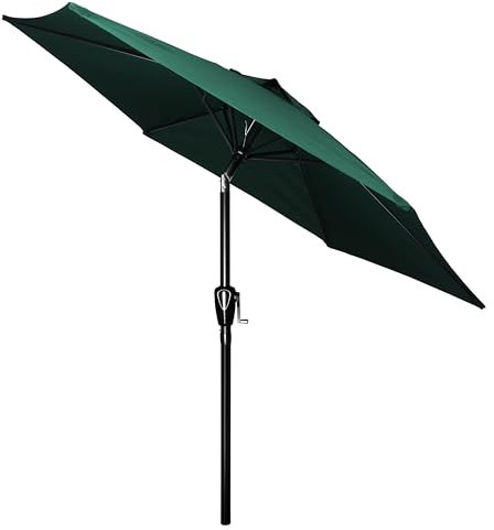 Simple Deluxe 2.28M Patio Umbrella Outdoor Table Market Yard Umbrella with Push Button Tilt/Crank, 6 Sturdy Ribs for Garden, Deck, Backyard, Pool, Green