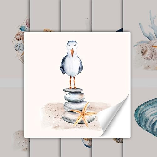 GRAZDesign Fliesenaufkleber maritime Muster Bad Badezimmer, Fliesenbilder Set selbstklebend - 10x10cm / 20 Stück