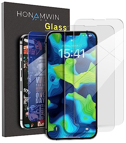 HONAMWINPRO Screen Protector Compatible with iPhone 13 Pro Max Clear Glass (Transparency/Scratch Resistant/Shockproof/Anti-Fingerprint) iPhone 13 Pro Max Screen Protector (2 PACK)