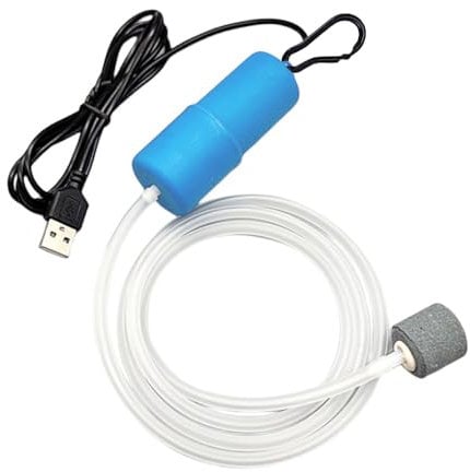 ENJOY-UNIQUE Aquarium Air Pump, Mini USB Fish Tank Pump, Portable Energy Saving Oxygen Bubbler Aerator with Air Stone for Small Aquariums, Outdoor Fishing, 1 PCS