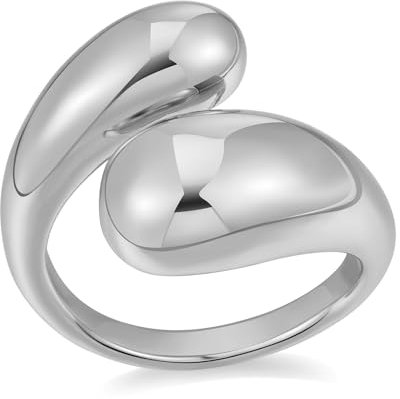 LILIE&WHITE Ring Damenring in Silberfarben, Modernes Offenes Design, Einstellbarer Ring für Alltag und Besondere Anlässe, Eleganter Modeschmuck