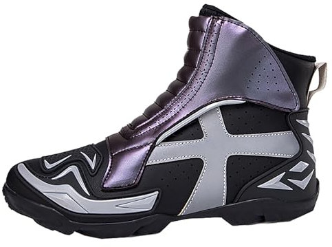 PLABNK Stivali Da Moto Alla Moda (37-48), Scarpe Da Equitazione Da Strada/Con Supporti Alla Caviglia, Stivali Da Corsa Motocross Antiscivolo, Scarpe Protettive Powersports/Uomo Donna,38,A