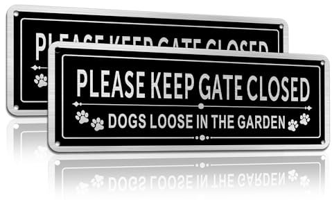 TAKULA Please Keep Gate Closed Sign-25 * 9CM Dog Loose Signs, With Pre-drilled Holes and Adhesive Backing, Suitable for Outdoor Fencing