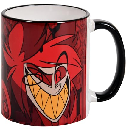 Elbenwald Alastor Tasse Rundumdruck für Hazbin Hotel Fans - Fassungsvermögen 320 ml, Höhe 10 cm - Keramik Rot