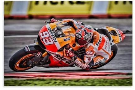 TNERPAR Marc Marquez MotoGP 2019 Poster décoratif sur toile pour salon, chambre à coucher, art mural, impression photo, décoration moderne, pour salle familiale, 20 x 30 cm