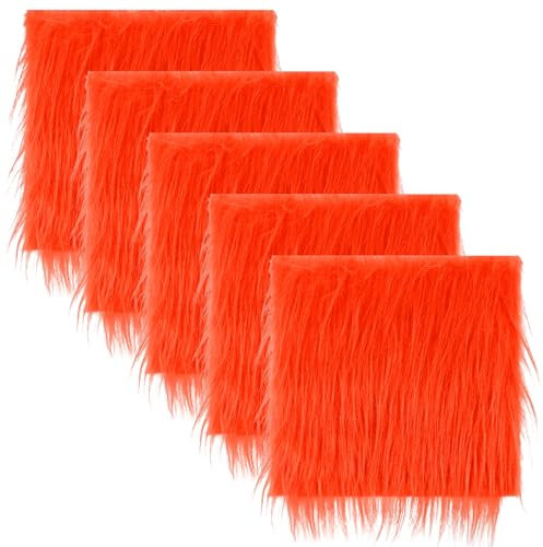 5 Stück Kunstfell Meterware Orange Pelzstoff 25,4 x 25,4 cm Kunstpelzstoff Quadratisch Zotteliger Pelz Stoffaufnäher Weißer Pelz Handwerk Stuhlbezug Polsterun Kostüm Sew Gnome Weihnachtsschmuck