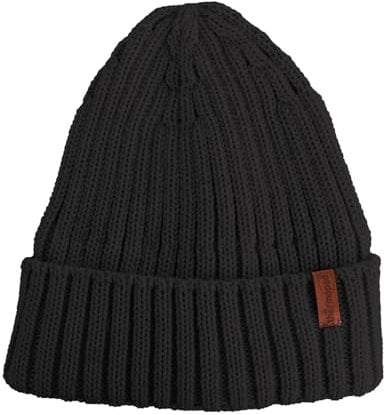 Thermopad Merino-Beanie - schwarz I Strickmütze für Damen und Herren I Woll-Mütze mit Umschlag I Wintermütze aus Merino-Wolle mit warmem Polarfleece Innenfutter